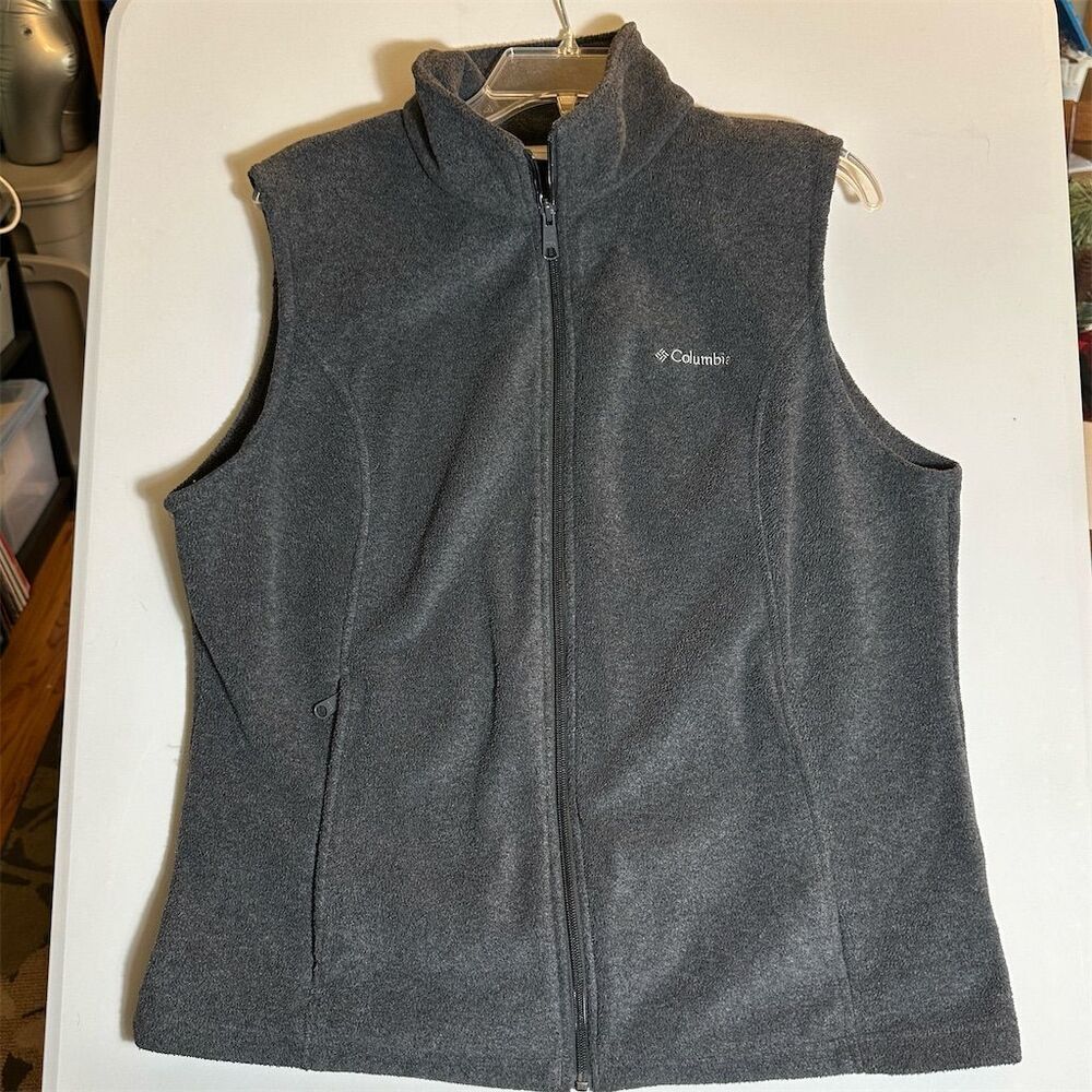Columbia Women's Benton Springs Fleece Vest Gray Size L Casual Sleeveless